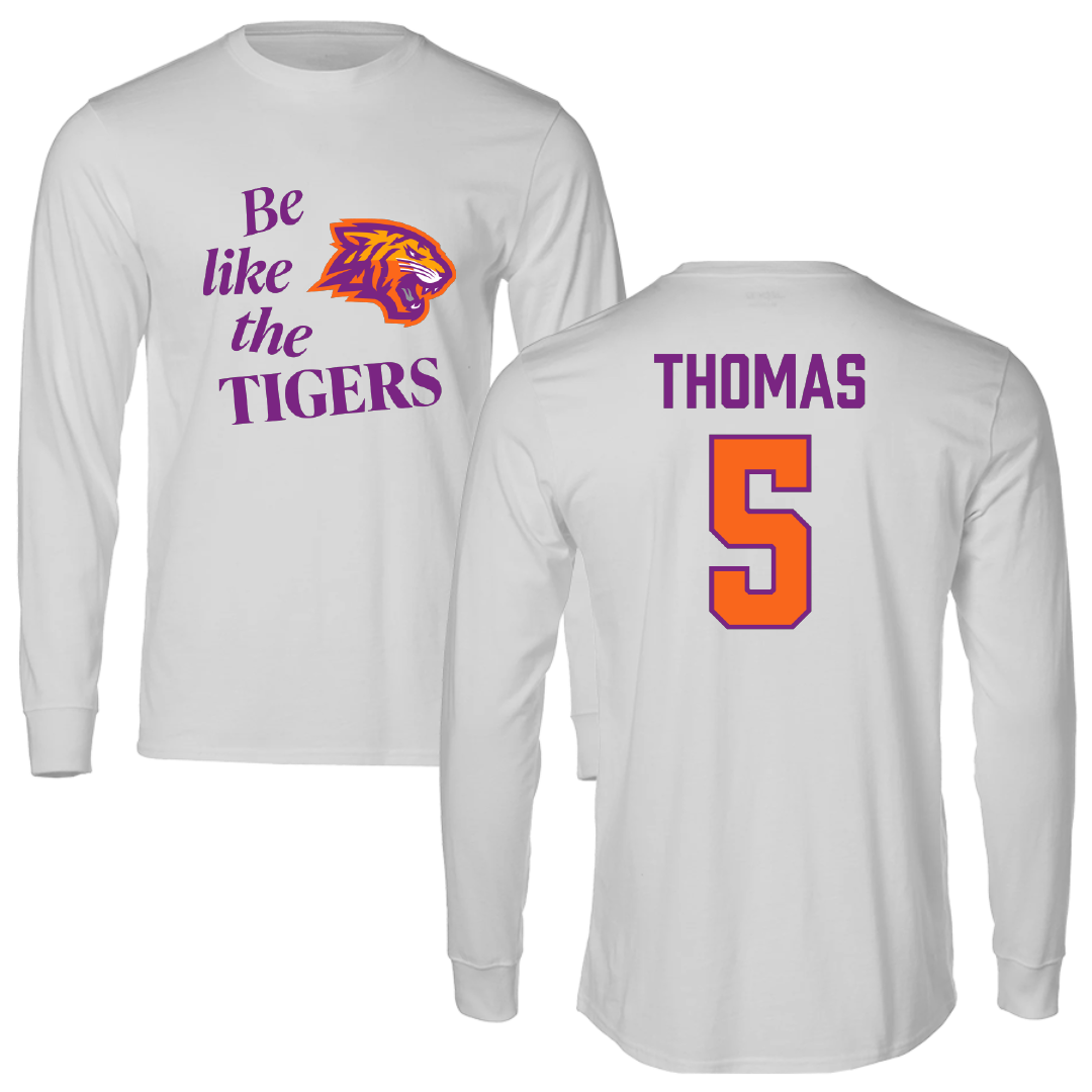 Edward Waters University Football Light Gray Be Like Us Performance Long Sleeve - #5 Johntarrious Thomas