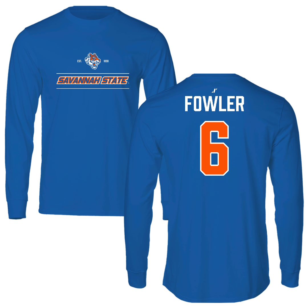 Savannah State University Football Blue General Long Sleeve - #6 Braylon Fowler