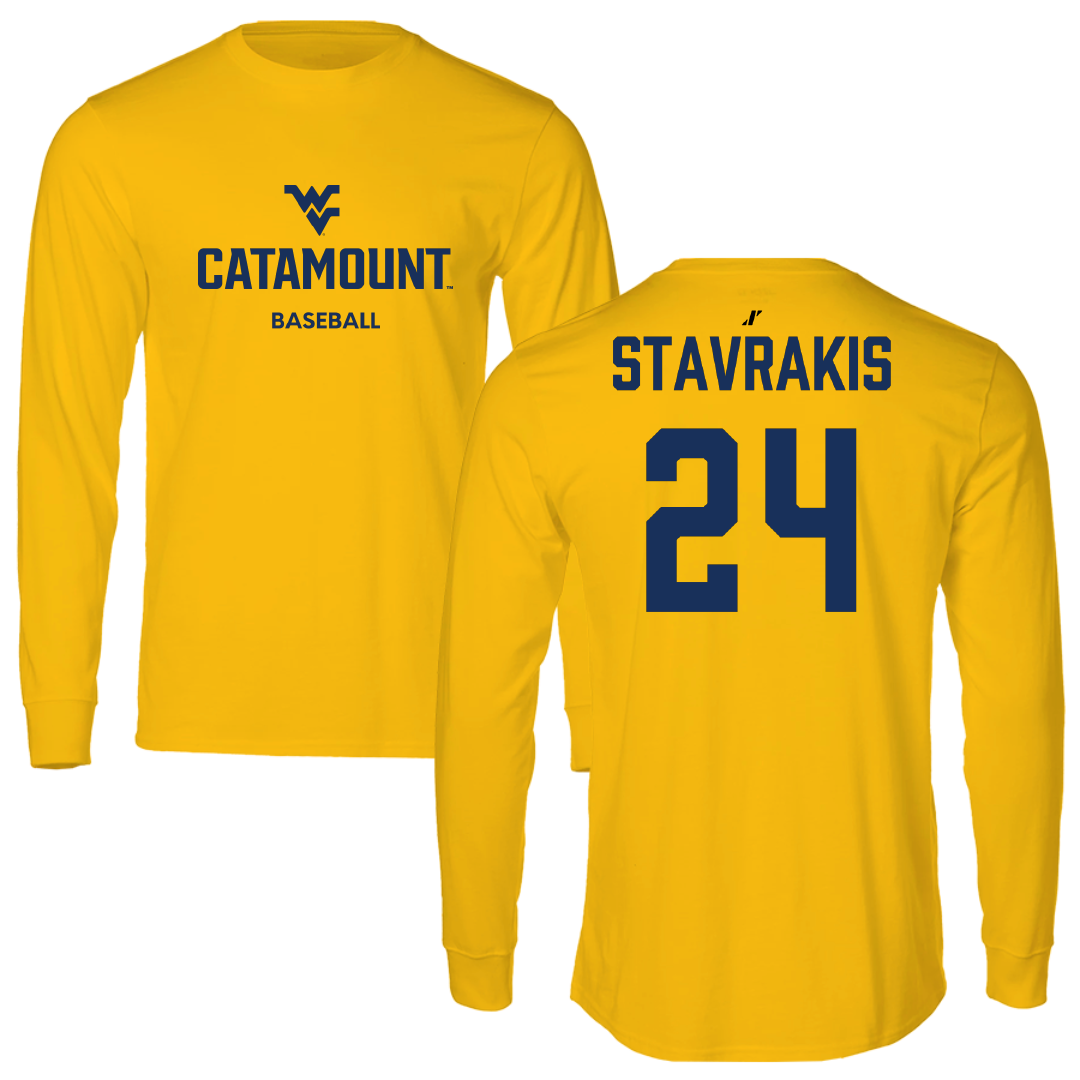 Potomac State College Baseball Gold Long Sleeve - #24 Jacob Stavrakis