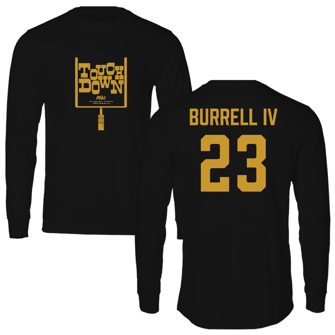 Alabama State University Football Black Touchdown Performance Long Sleeve - #23 Vincent Burrell IV