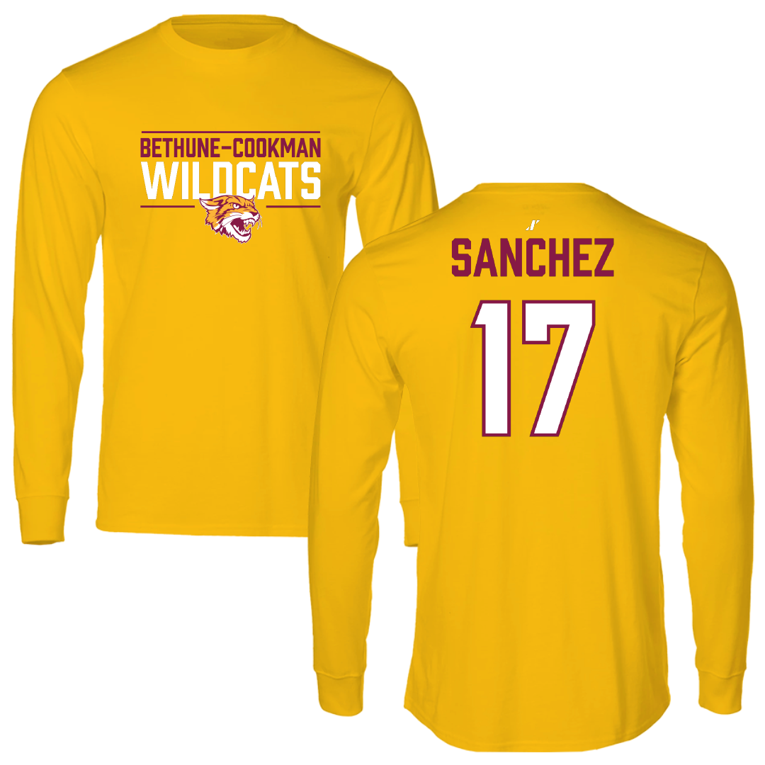 Bethune-Cookman University Baseball Gold General Performance Long Sleeve - #17 Edwin Sanchez