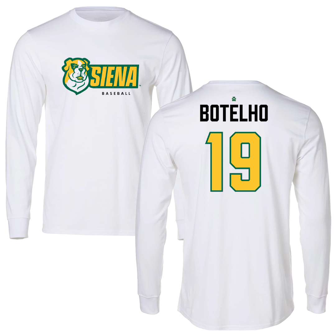 Siena University Baseball White Long Sleeve - #19 Marcus Botelho