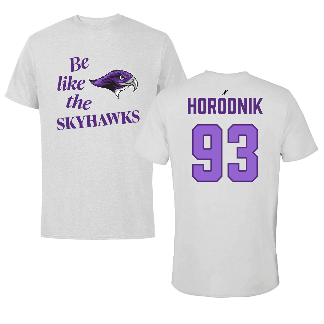 Stonehill College Football Light Gray Be Like Us Tee - #93 Aidan Horodnik