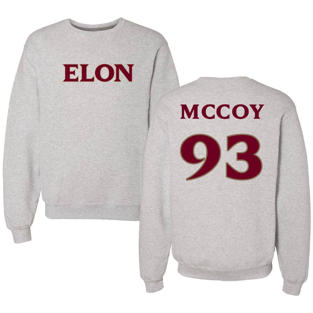 Elon University Football Light Gray Crewneck - #93 Will McCoy
