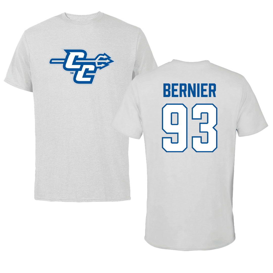 Central Connecticut State University Football Light Gray Tee - #93 Colby Bernier