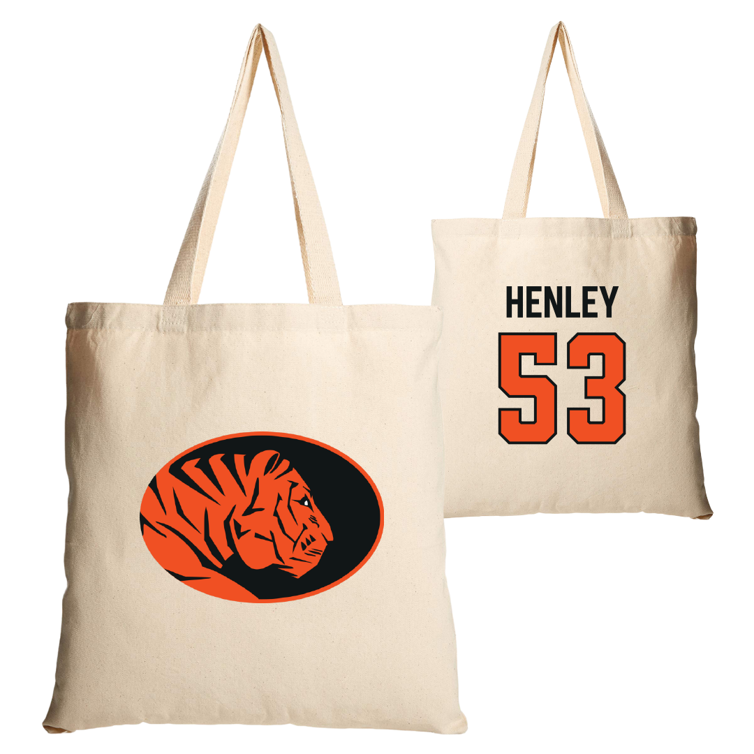 East Central University Football Tan Canvas Tote Bag - #53 Eli Henley