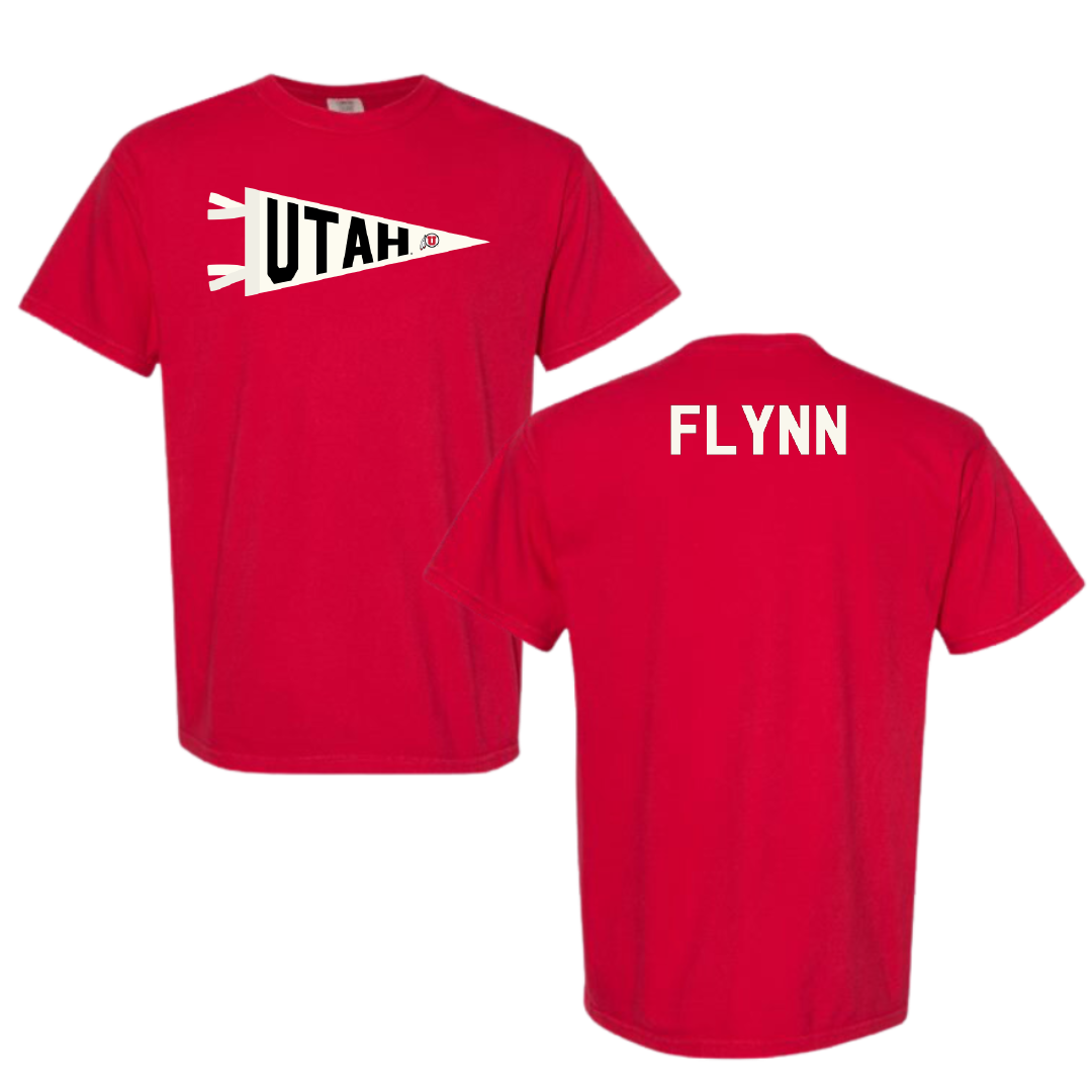 University of Utah Swimming & Diving Red Pennant Comfort Colors Tee - Kelson Flynn
