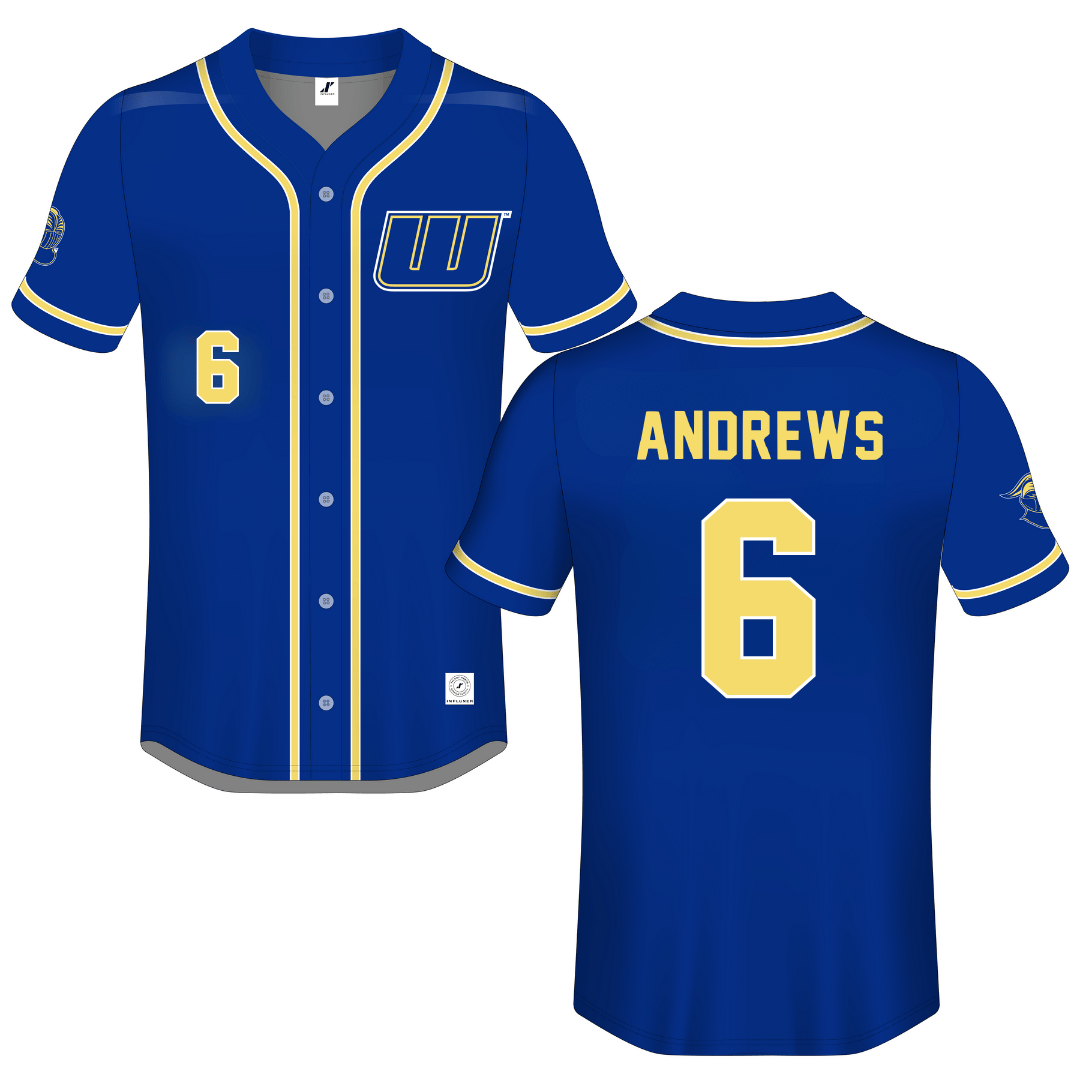 Worcester State University Blue Button-Down Jersey - #6 Carisa Andrews