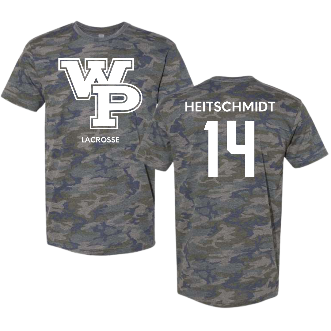 William Penn University Lacrosse (M) Vintage Camo Tee - #14 Isaac Heitschmidt