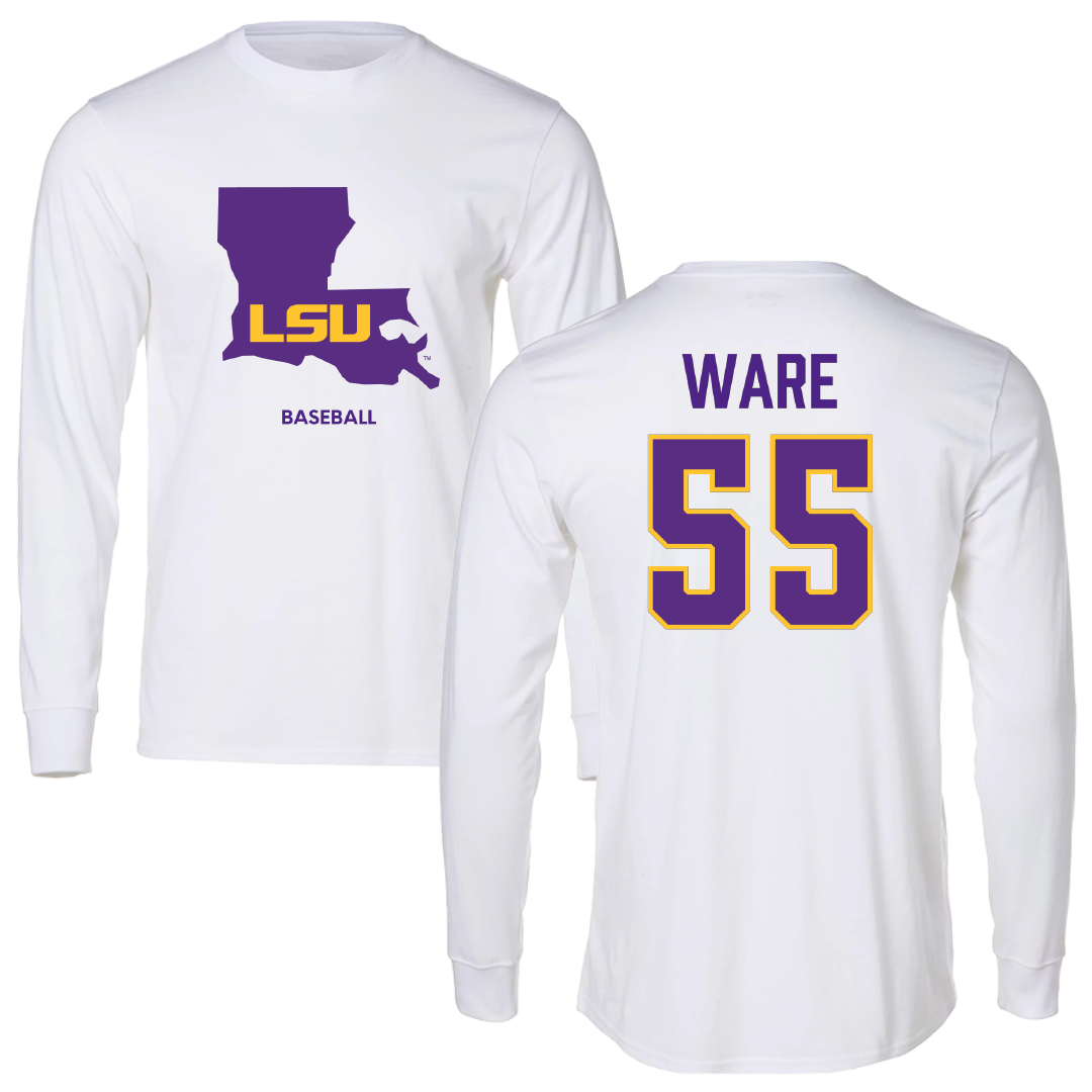 Louisiana State University Baseball White Long Sleeve - #55 Conner Ware