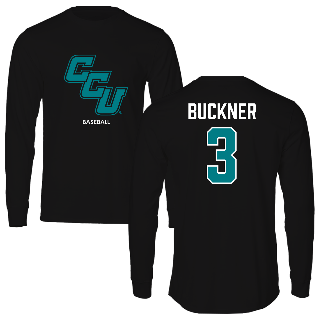 Coastal Carolina University Baseball Black Performance Long Sleeve - #3 Lukas Buckner