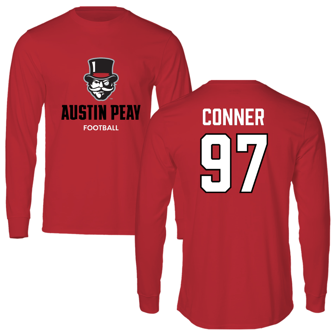 Austin Peay State University Football Red Mascot Long Sleeve - #97 Carson Conner