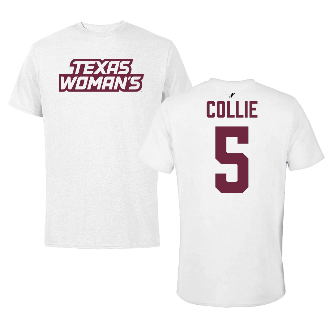 Texas Woman's University Basketball White Tee - #5 Hadyn Collie