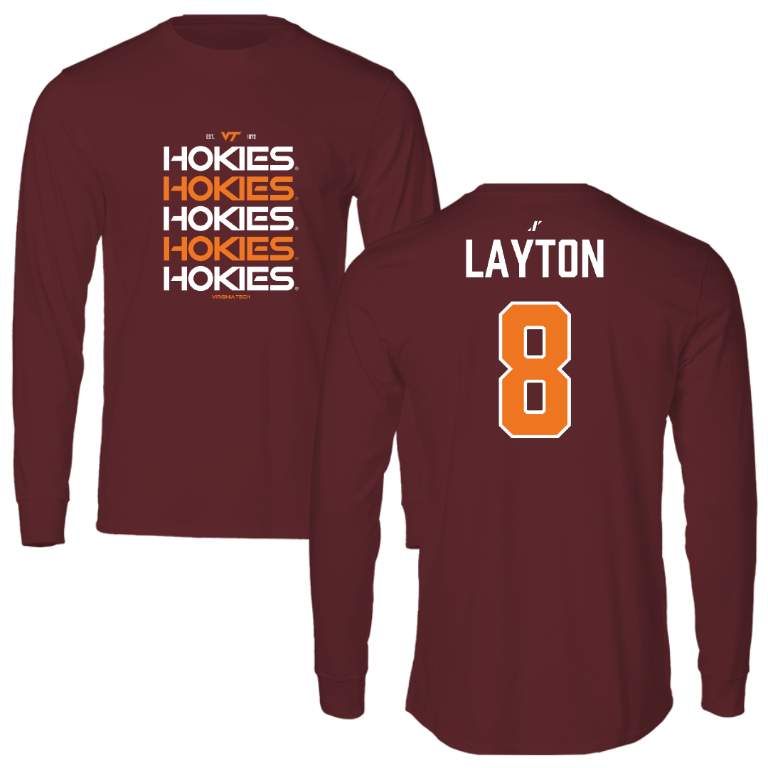 Virginia Tech Softball Maroon General Long Sleeve - #8 Avery Layton