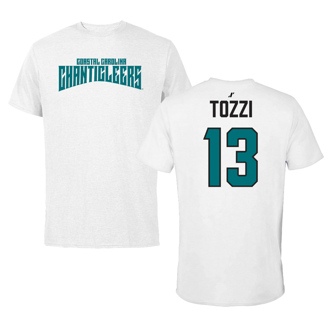 Coastal Carolina University Baseball White Classic Performance Tee - #13 Domenico Tozzi