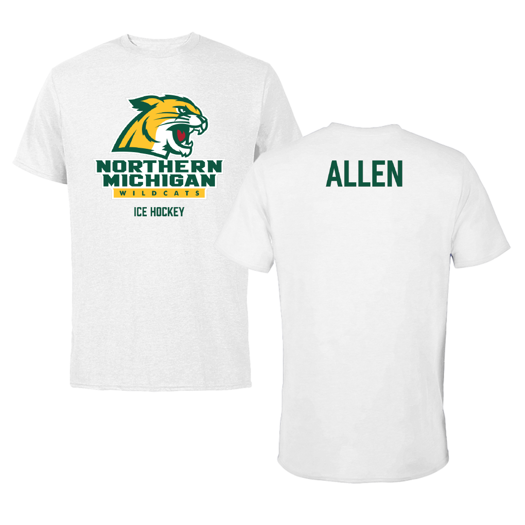 Northern Michigan University Ice Hockey (M) White Performance Tee - Dominic Allen