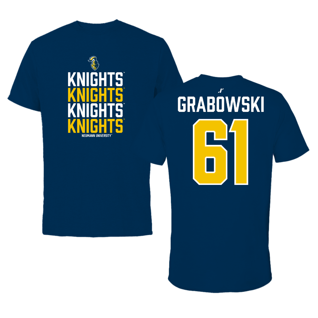 Neumann University Ice Hockey Navy General Tee - #61 Aiden Grabowski