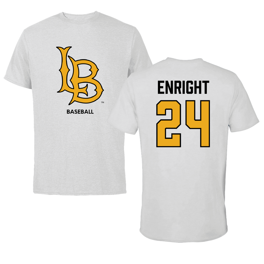 Long Beach State University Baseball Light Gray Tee - #24 Trotter Enright