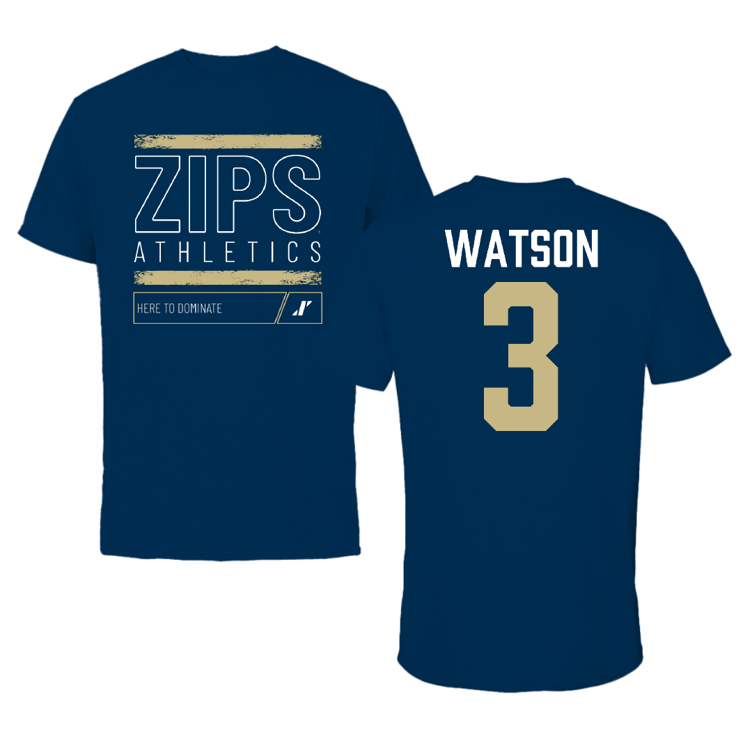 University of Akron Basketball Navy Dominate Tee - #3 Annie Watson