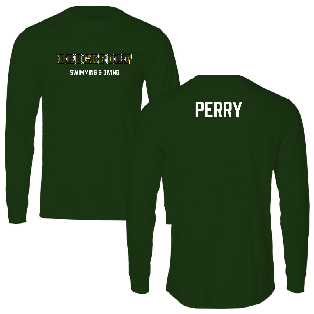 SUNY Brockport Swimming & Diving Forest Green Performance Long Sleeve - Teegan Perry