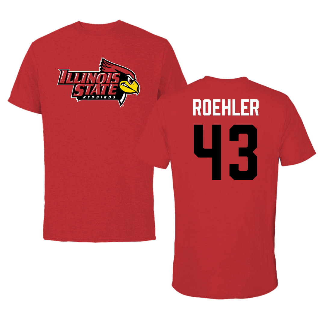 Illinois State University Baseball Red Redbird Performance Tee - #43 Trenton Roehler