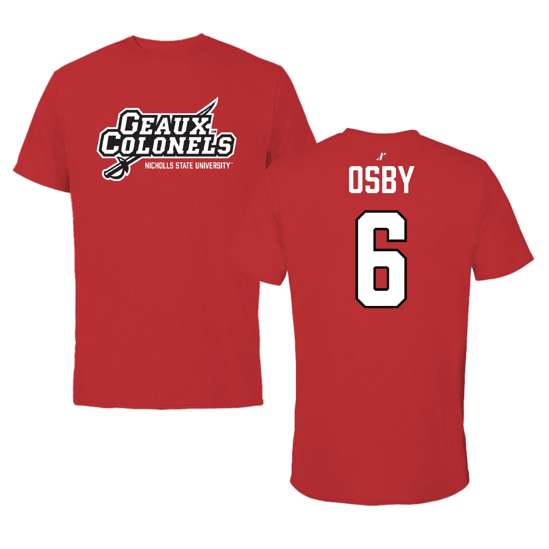 Nicholls State University Football Red General Tee - #6 Scrappy Osby