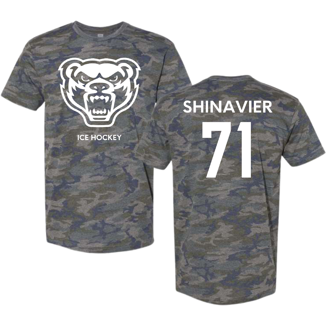 Oakland University Ice Hockey (M) Vintage Camo Tee - #71 Tyler Shinavier