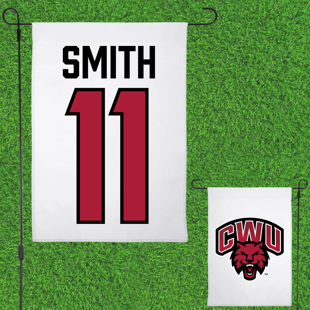 Central Washington University Basketball White Garden Flag - #11 Malia Smith