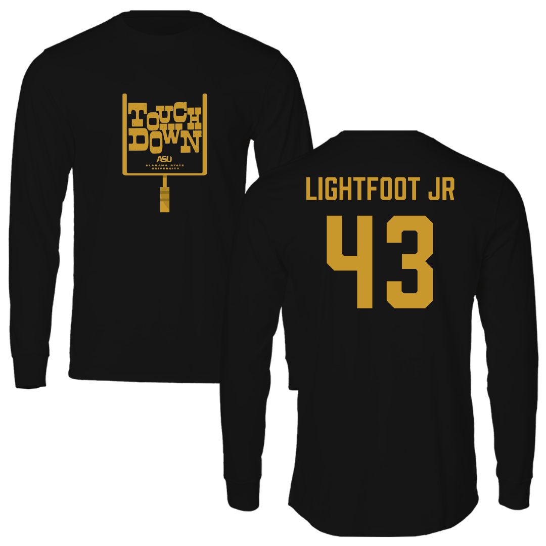 Alabama State University Football Black Touchdown Performance Long Sleeve - #43 Terrell Lightfoot Jr