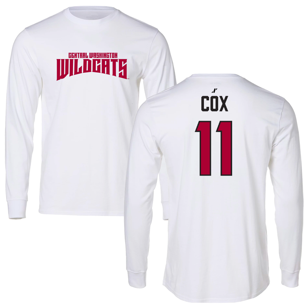 Central Washington University Volleyball White Classic Performance Long Sleeve - #11 Lacy Cox