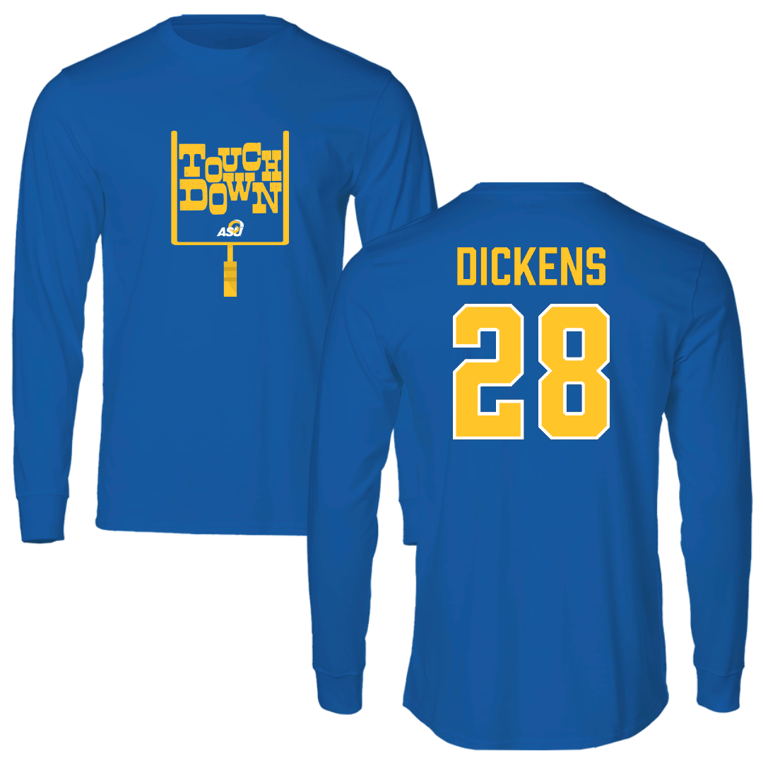 Angelo State University Football Blue Touchdown Performance Long Sleeve - #28 Ashton Dickens
