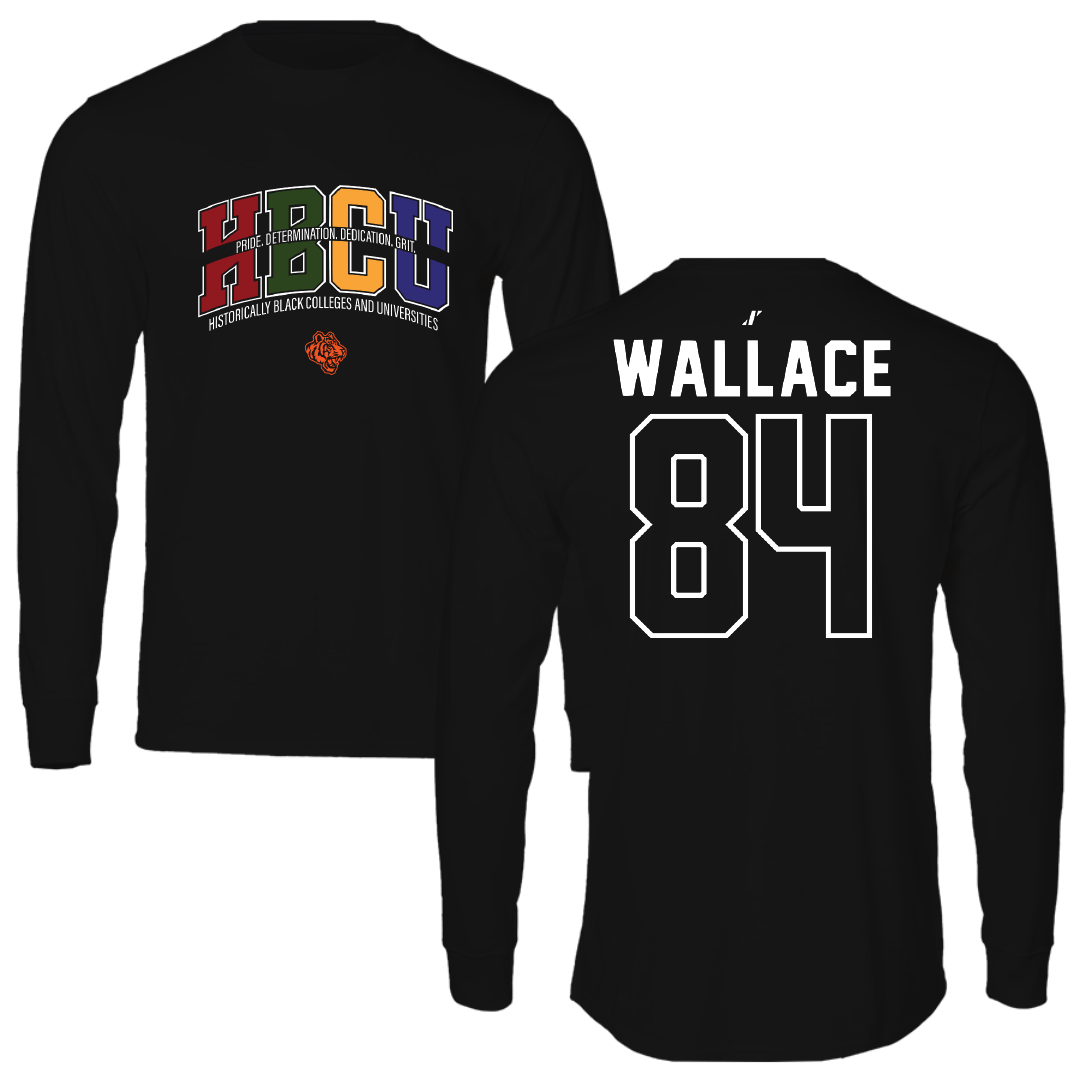 Savannah State University Football Black HBCU Performance Long Sleeve - #84 Khiry Wallace