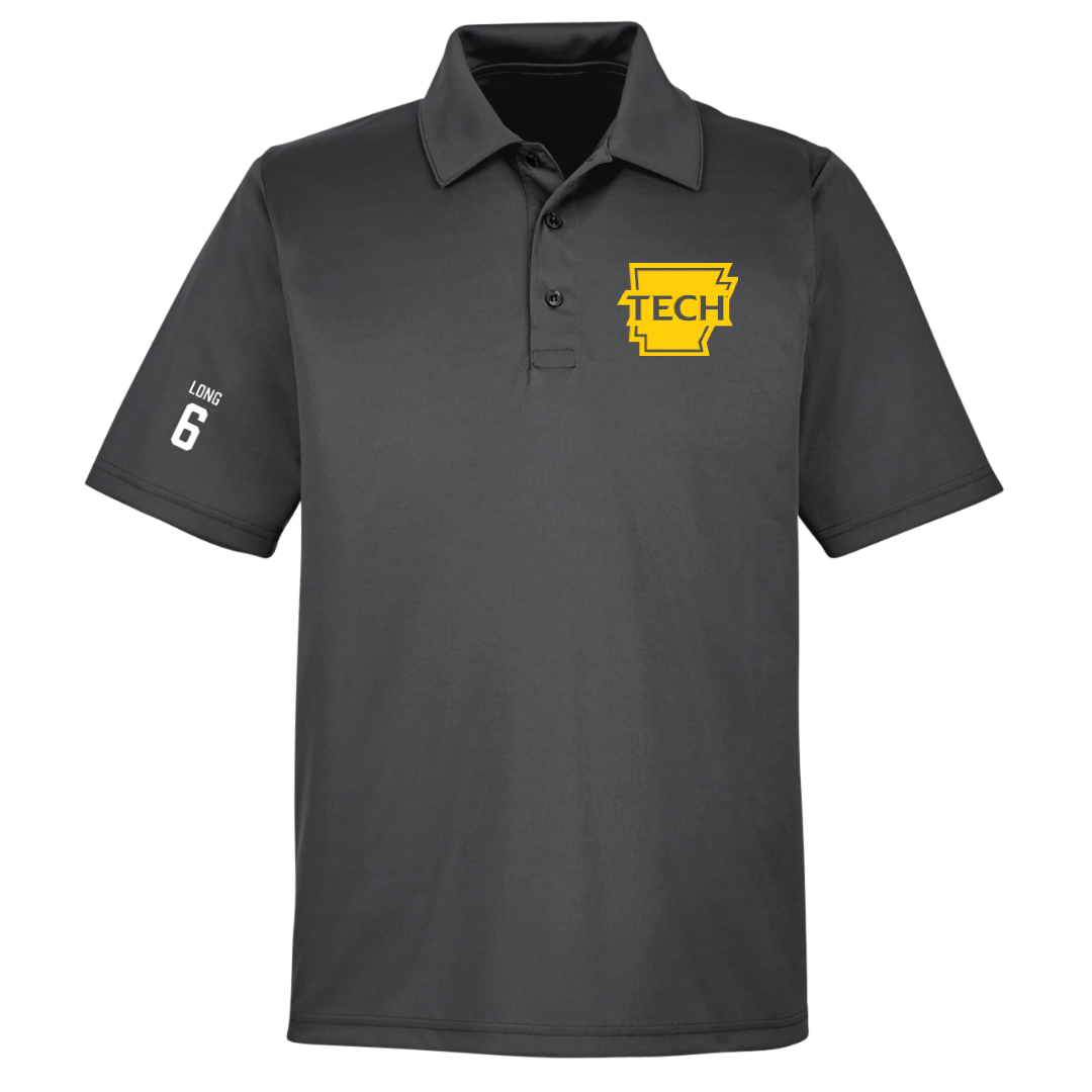 Arkansas Tech University Football Dark Gray Polo - #6 Jared Long