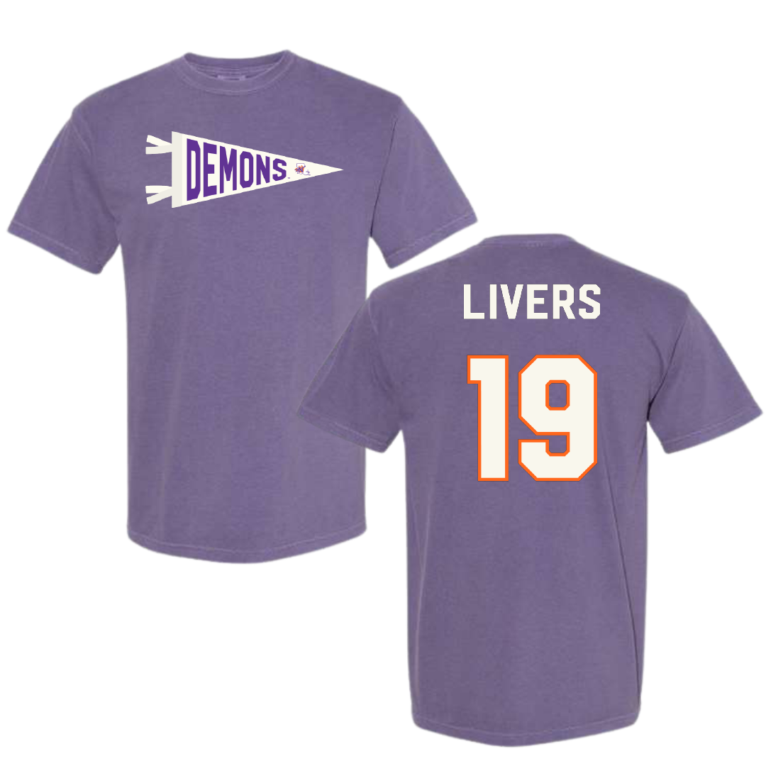 Northwestern State University Softball Purple Pennant Comfort Colors Tee - #19 Sophia Livers