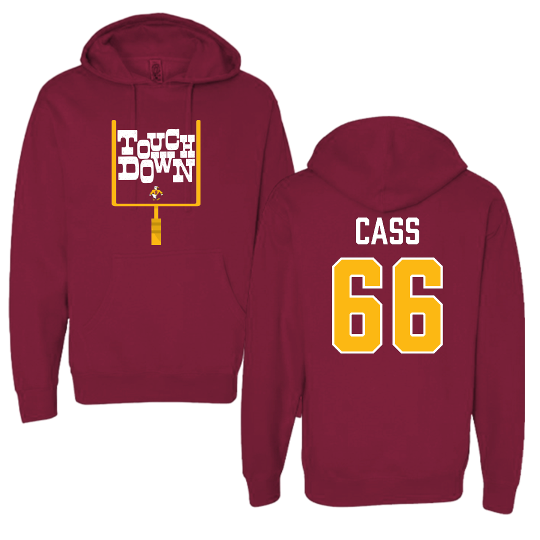 Salisbury University Football Maroon Touchdown Hoodie - #66 Owen Cass