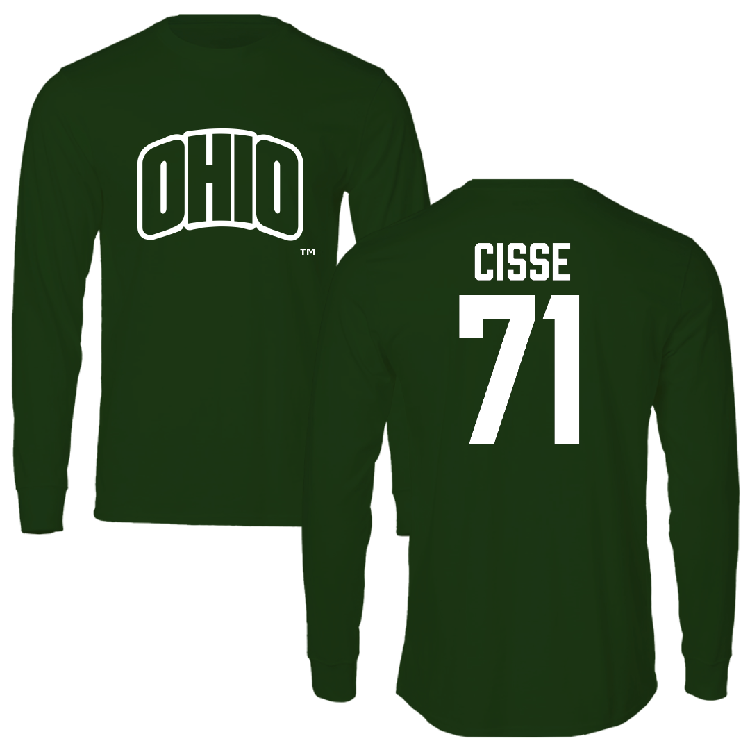 Ohio University Football Forest Green Performance Long Sleeve - #71 Tigana Cisse