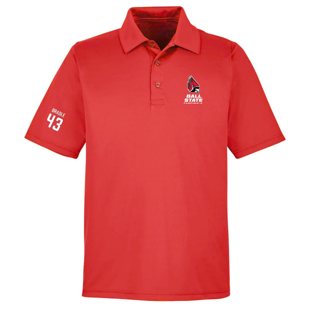 Ball State University Baseball Red Polo - #43 Ty Bradle