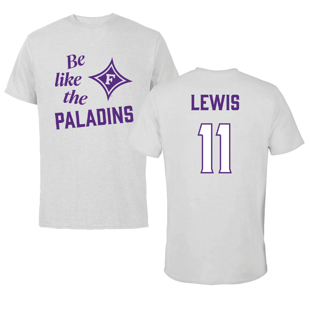 Furman University Basketball (M) Light Gray Be Like Us Tee - #11 Gunnar Lewis