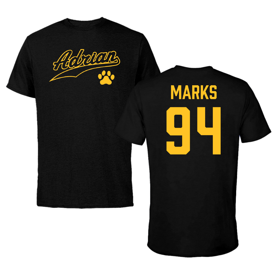 Adrian College Football Black Performance Tee - #94 Noah Marks