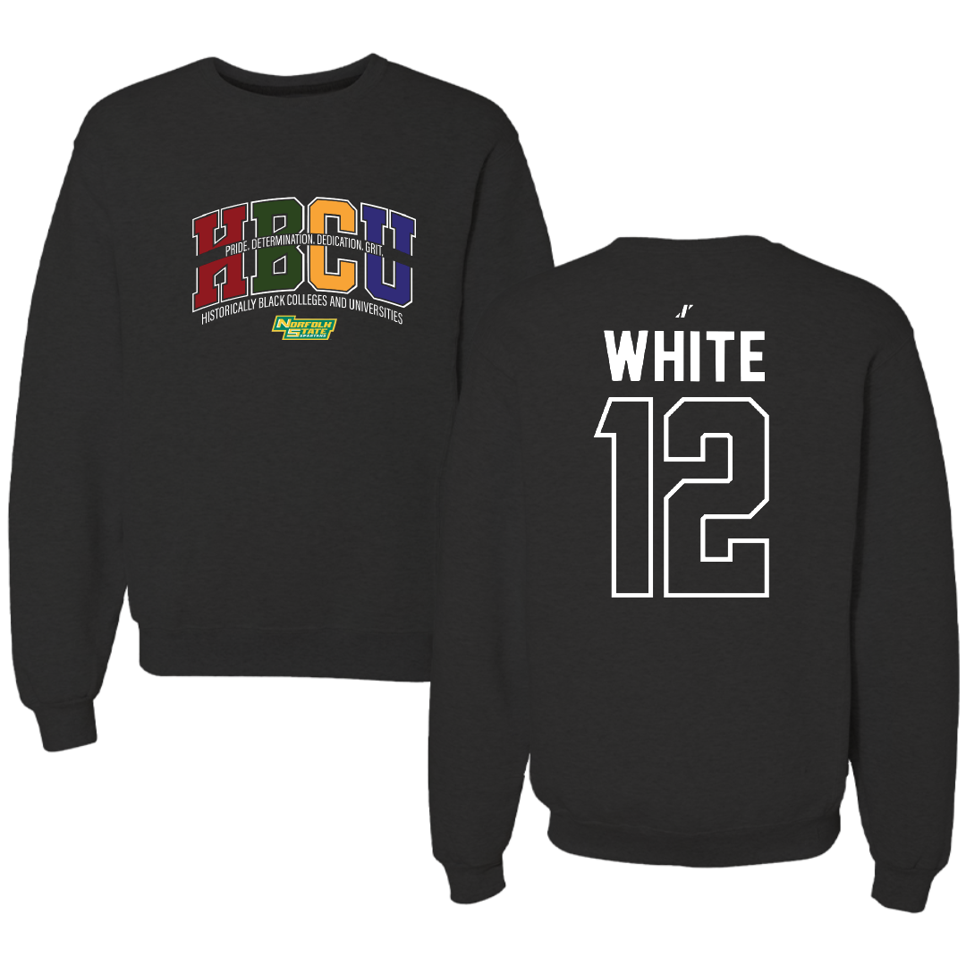 Norfolk State University Football Black HBCU Crewneck - #12 Jaylen White