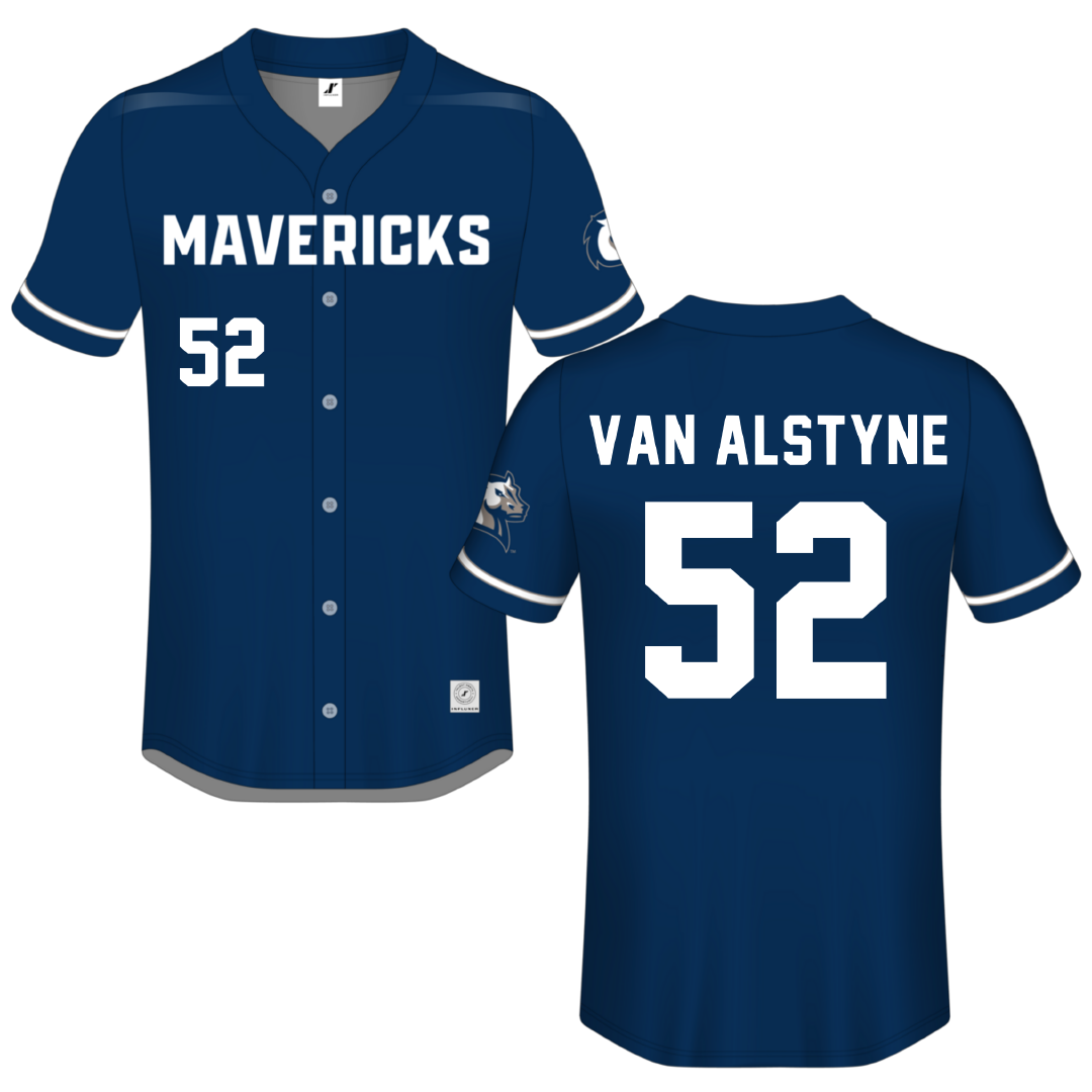 Mercy University Navy Button-Down Jersey - #52 Tate Van Alstyne