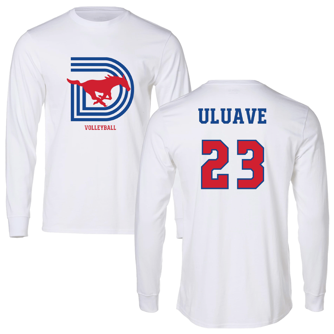 Southern Methodist University Volleyball (W) White Long Sleeve - #23 Sina Uluave