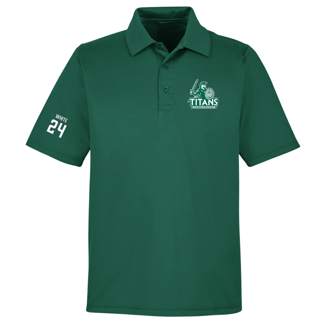 Illinois Wesleyan University Soccer (W) Forest Green Polo - #24 Sawyer White