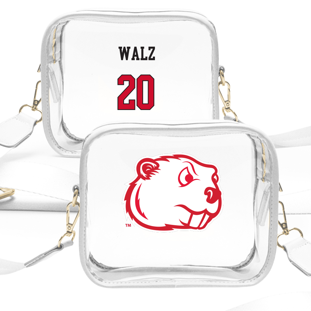 Minot State University Basketball (M) White Clear Stadium Bag - #20 Ramsey Walz