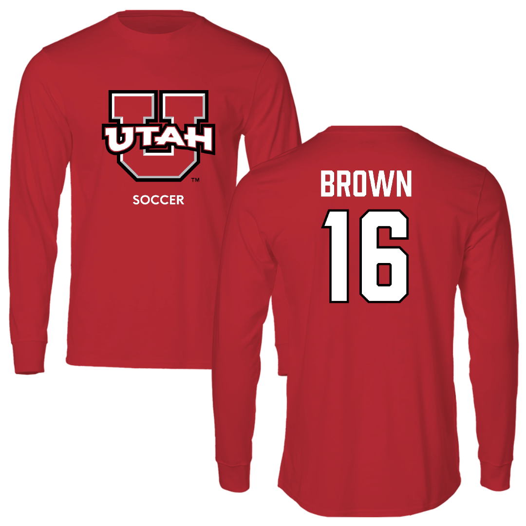 University of Utah Soccer (W) Red Utes Long Sleeve - #16 Courtney Brown