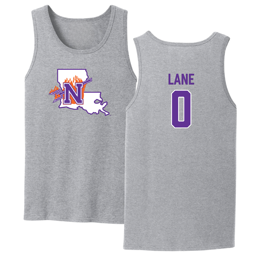 Northwestern State University Basketball Sport Gray Tank Top - #0 Jimel Lane