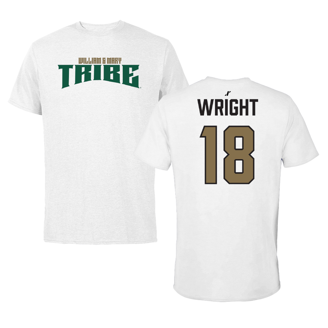 William & Mary Football White Classic Performance Tee - #18 Armon Wright