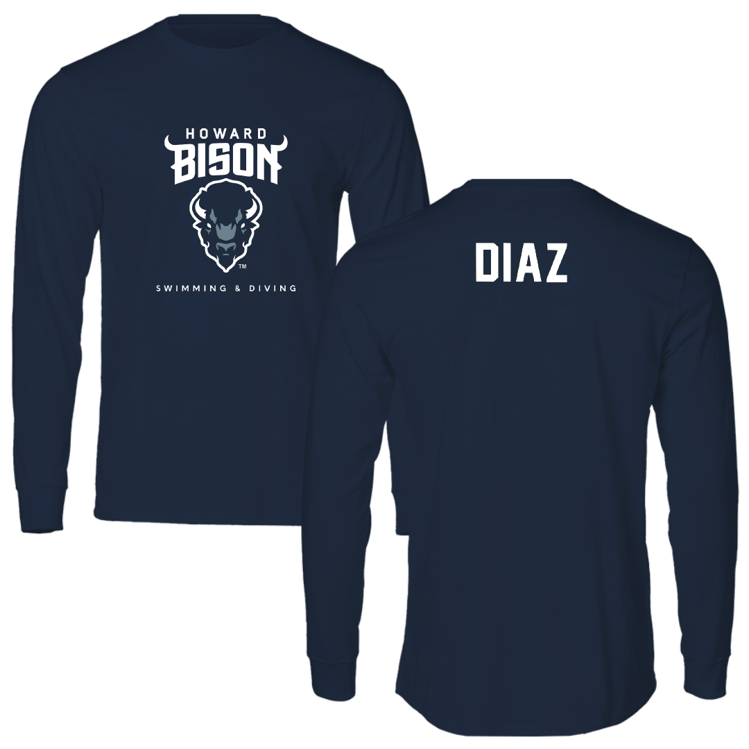 Howard University Swimming & Diving Navy Long Sleeve - Adam Diaz