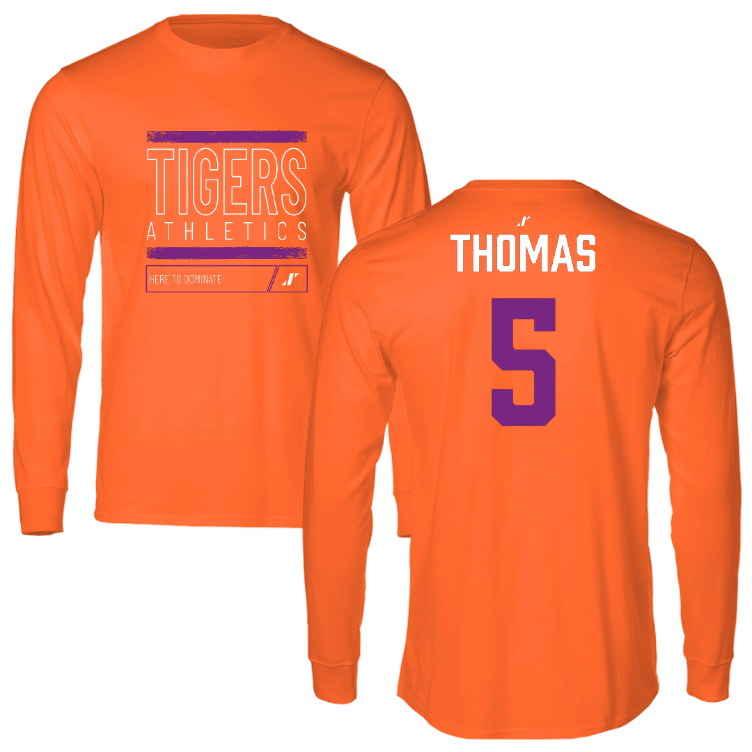 Edward Waters University Football Orange Dominate Long Sleeve - #5 Johntarrious Thomas