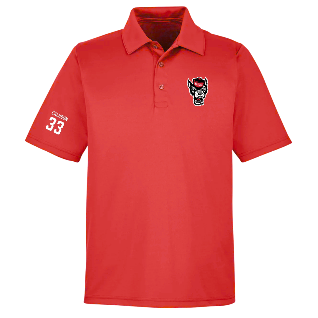 North Carolina State University Football Red Polo - #33 Eli Calhoun